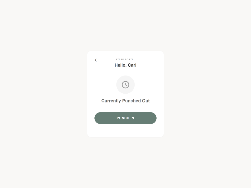 Staff Dashboard & Punching In